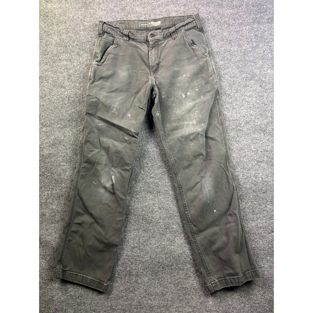 Carhartt Canvas Work Pants Mens 32x32 Gray Rugged Flex Relaxed Fit Distressed